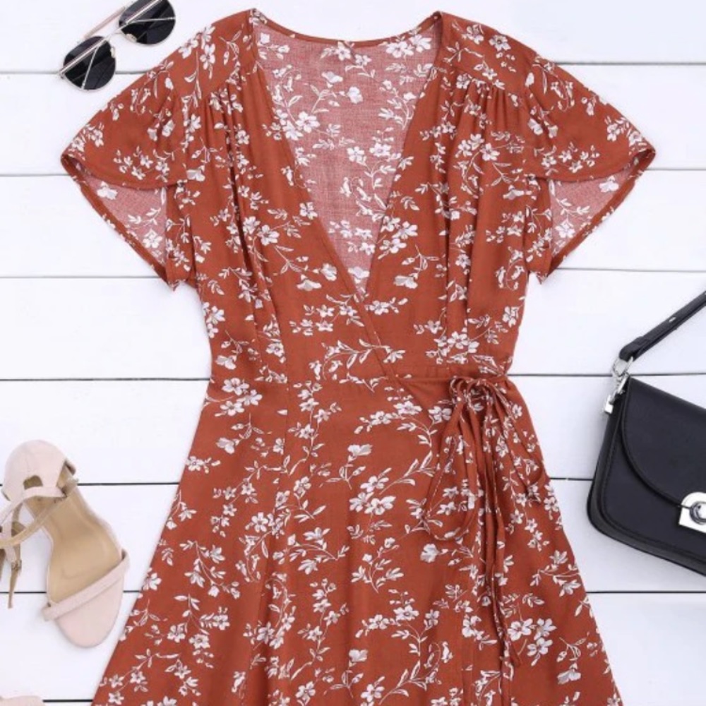 Floral wrap mini dress
